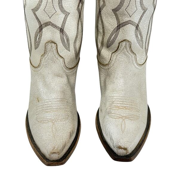 Idyllwind Colt Crackled White Leather Snip Toe Western Cowgirl Boot Size 8 - Picture 3 of 12